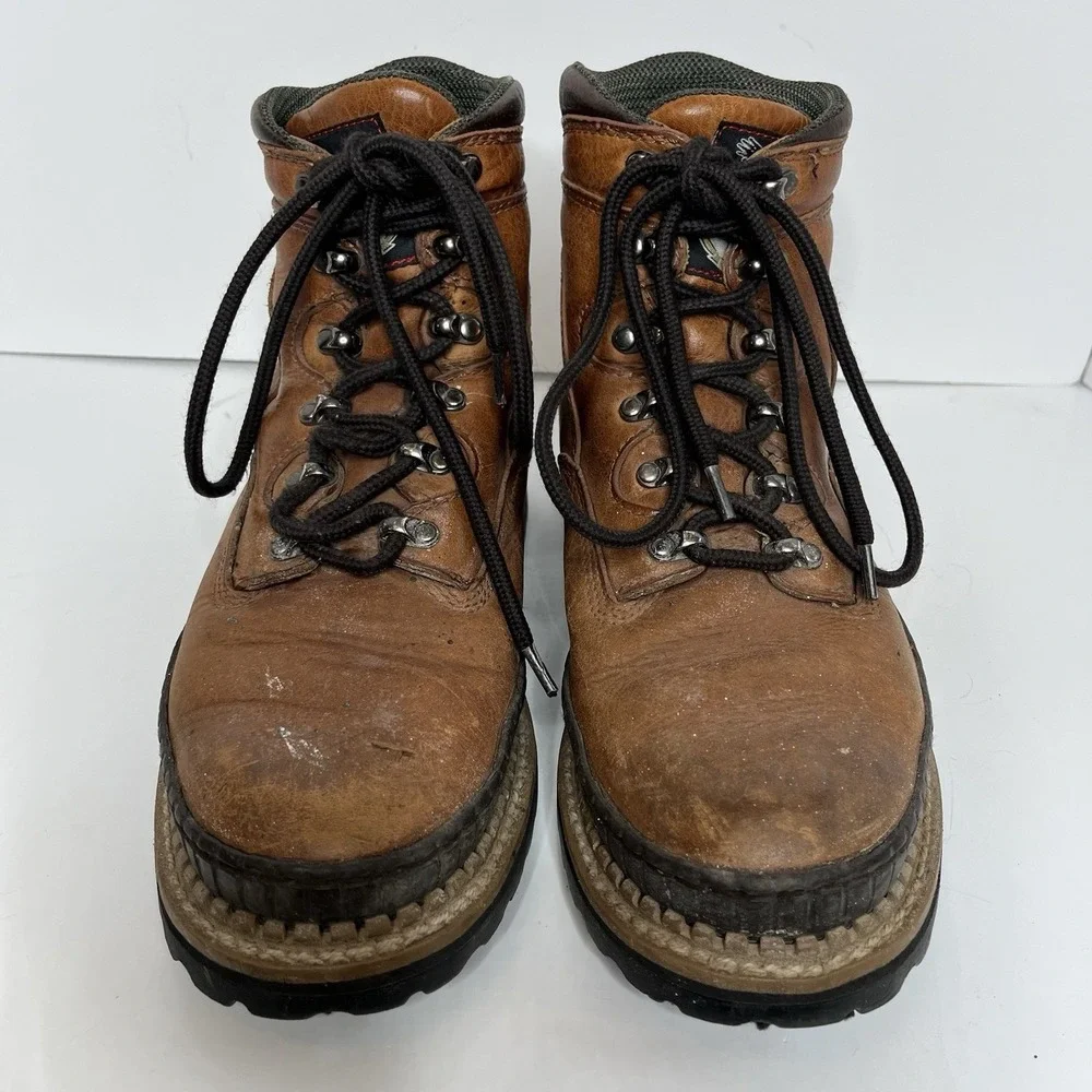 GEORGIA GIANT  G7222 STEEL TOE Brown Lace Up Work Boots US 8 M Outdoor Safety